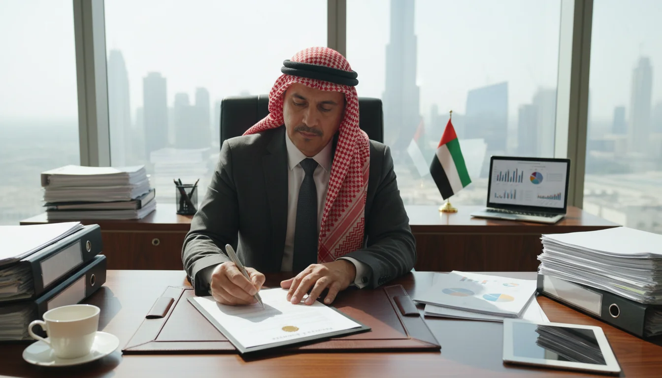 Professional signing UAE corporate contract