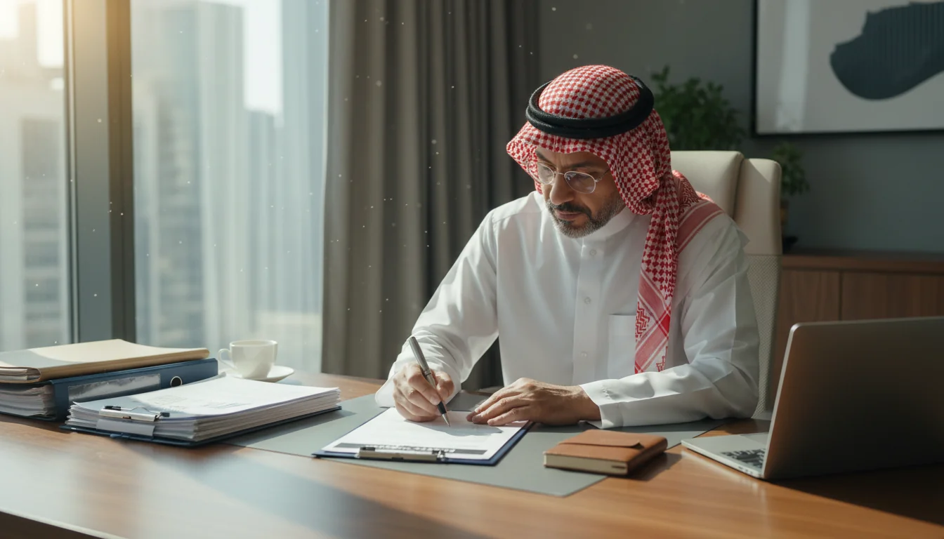 Saudi professional signing corporate document