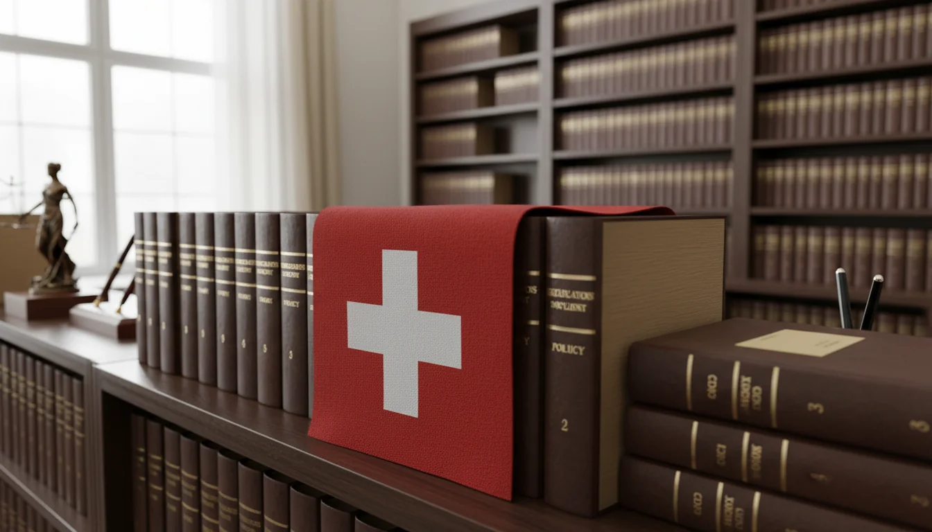 Swiss flag with legal binders