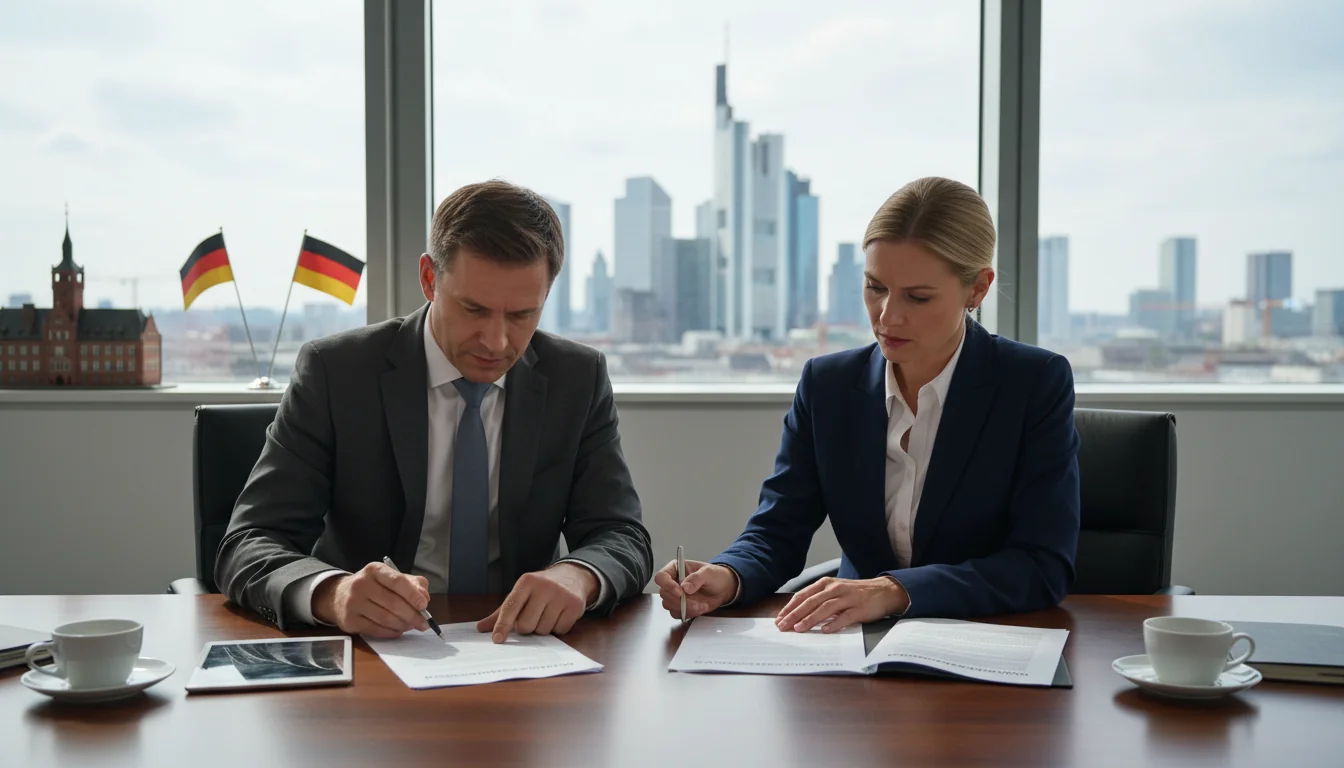 Business meeting discussing legal terms