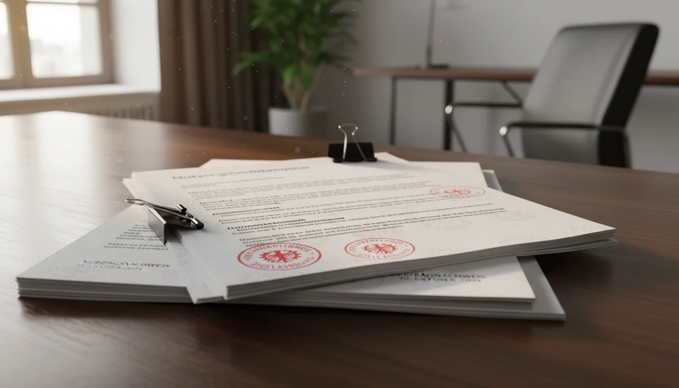 Stack of formal German business contracts