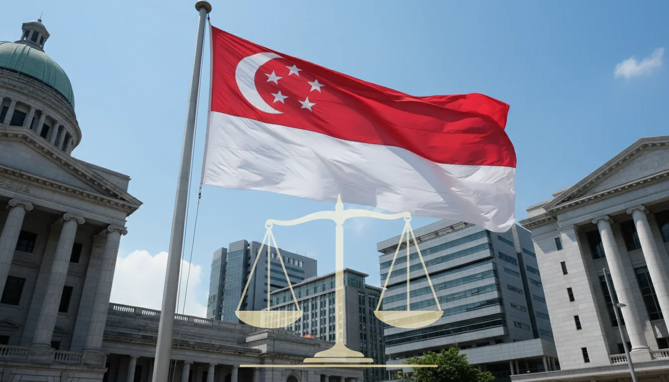 Singapore flag with legal symbols