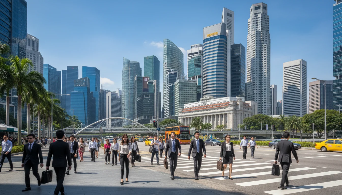 Singapore skyline with corporate buildings