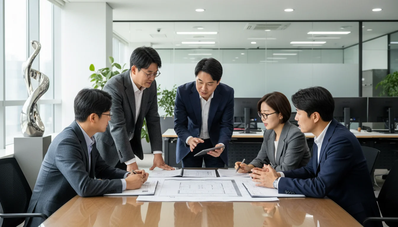 Korean corporate office meeting