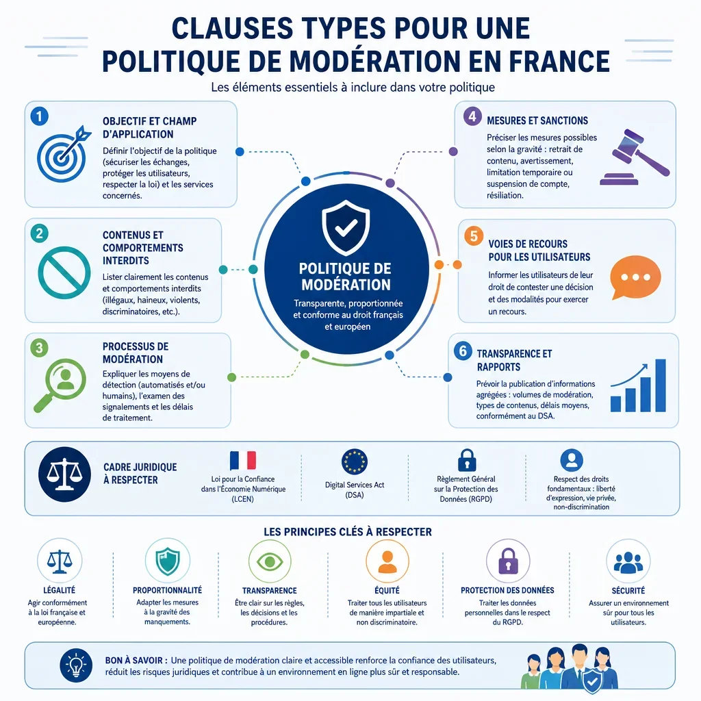 Clauses types pour une politique de modération