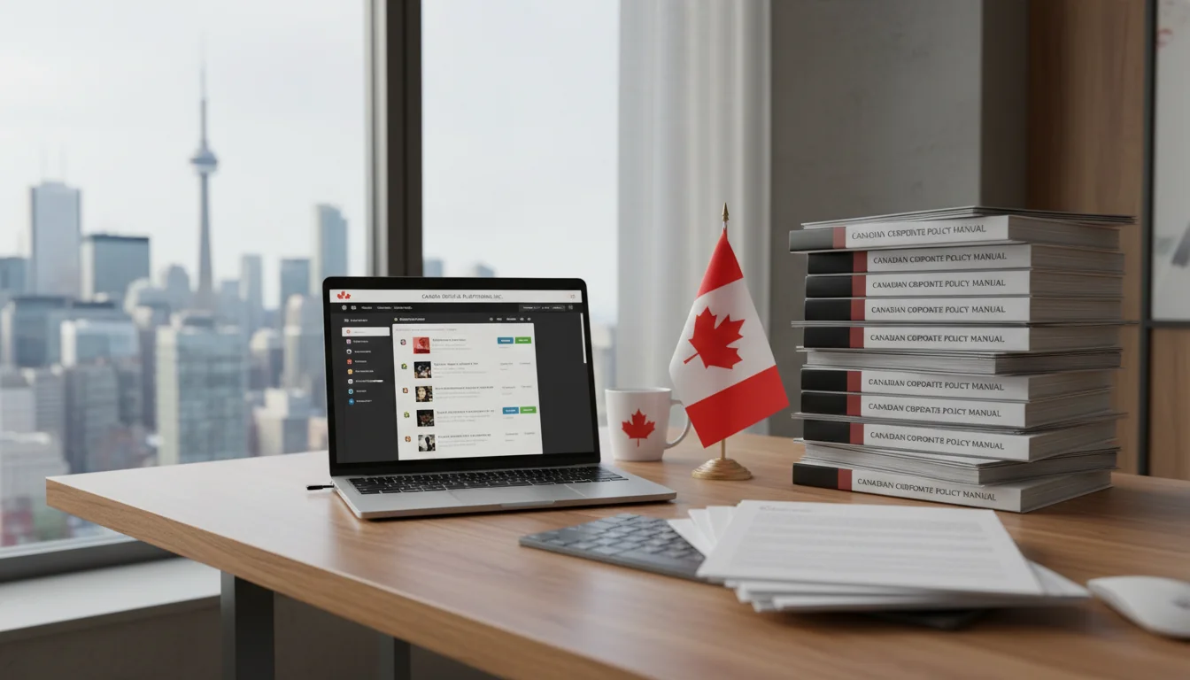 Canadian flag with legal documents