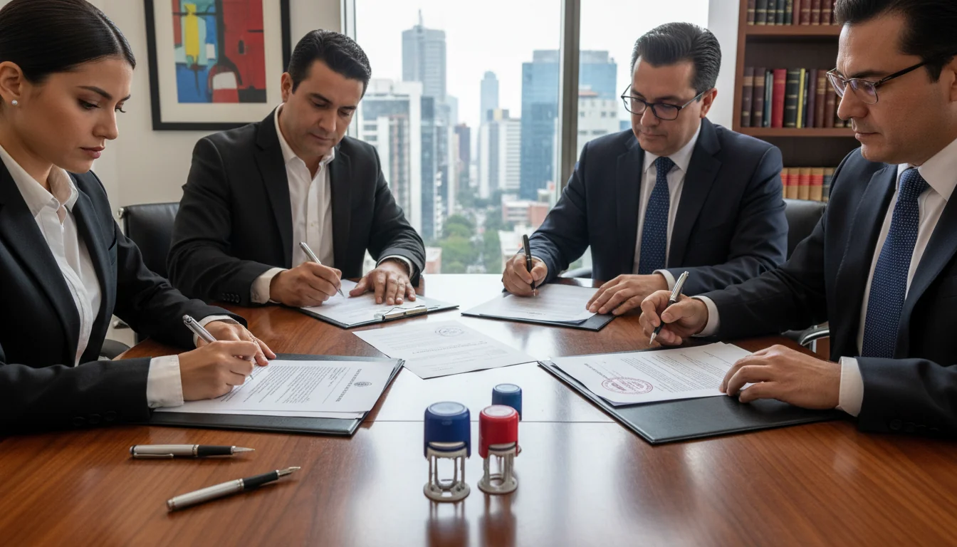 Signing Mexican business compliance papers