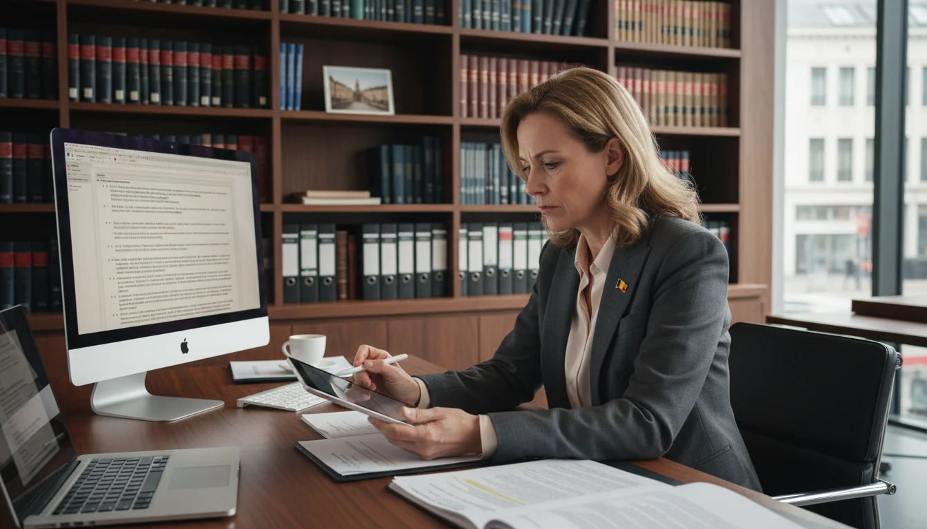 Businesswoman reviewing policy