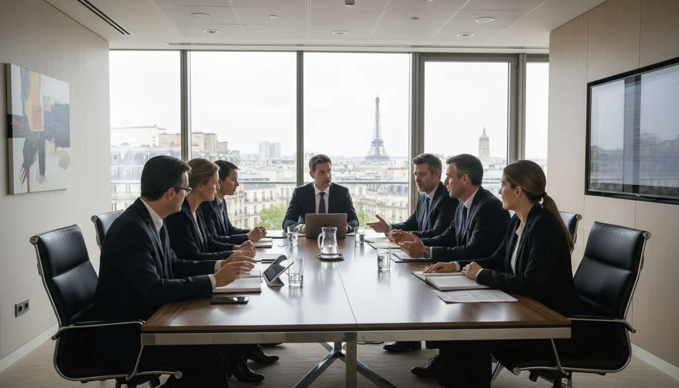 French corporate office meeting
