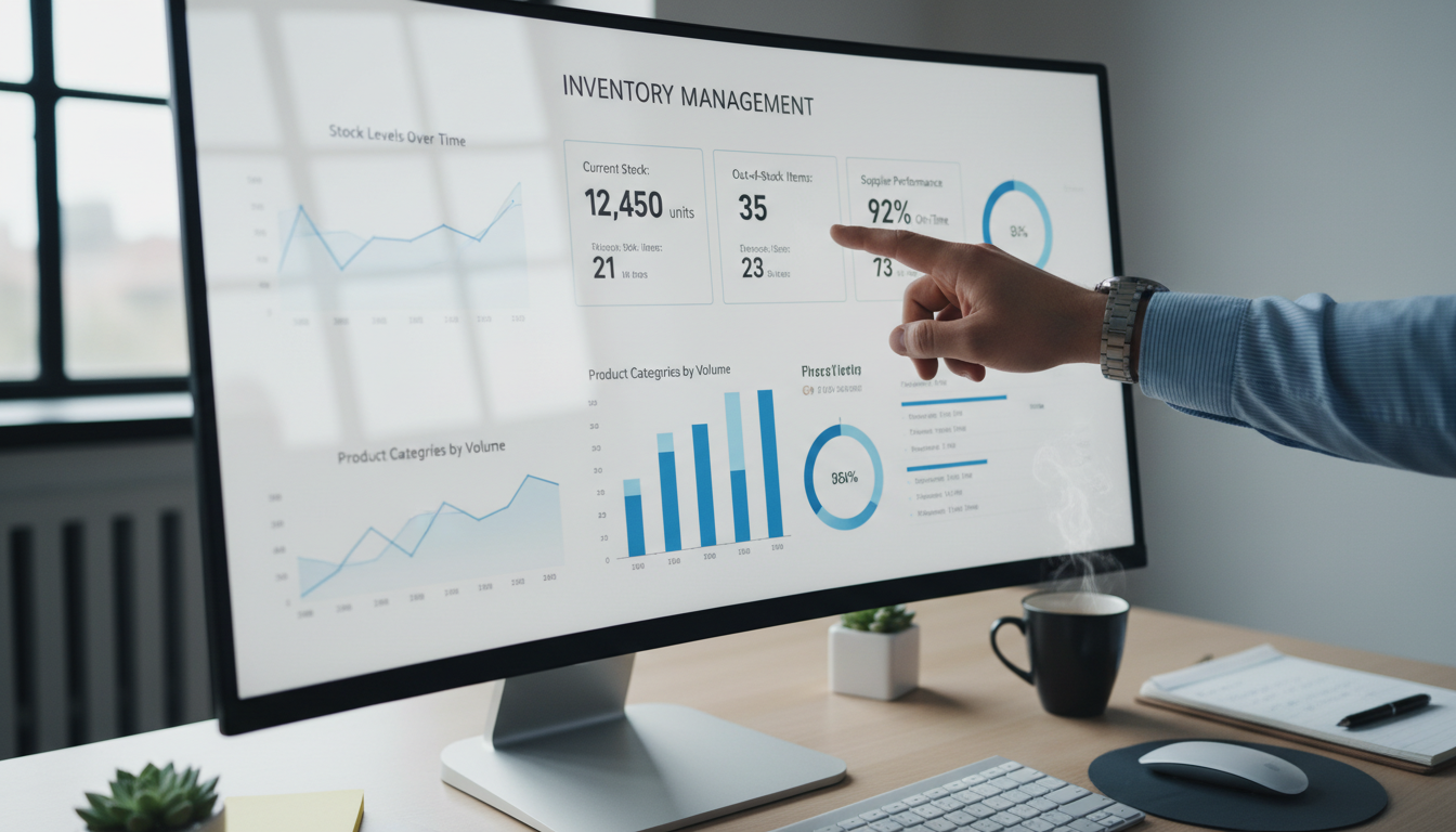 Digital dashboard displaying inventory data