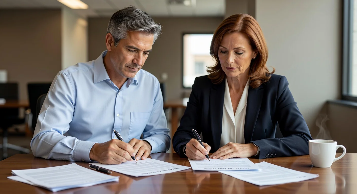 Signing rental lease agreement