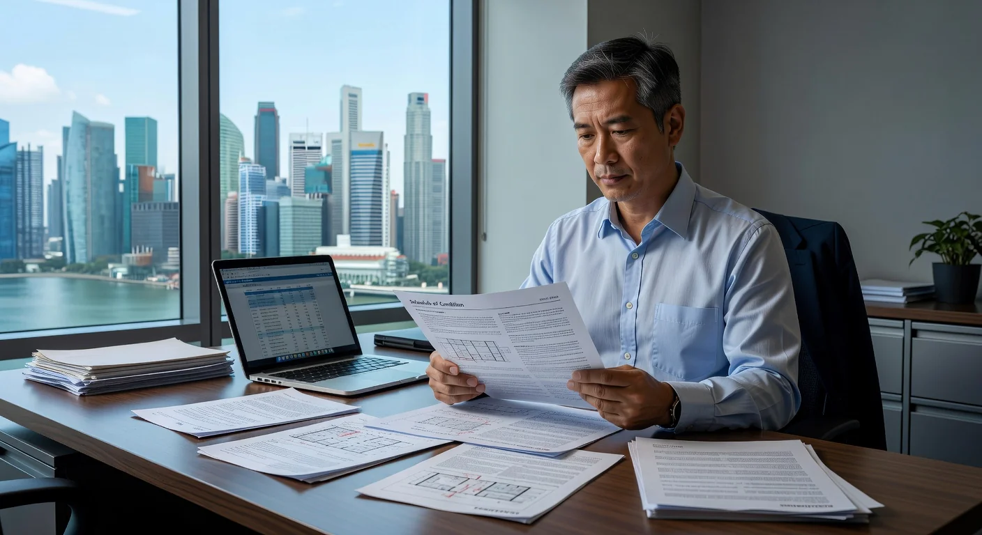 Professional reviewing lease condition schedule