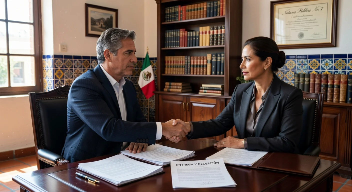 Signing property handover agreement