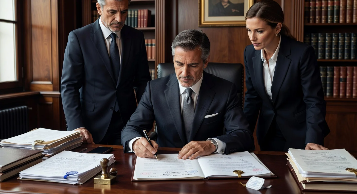 Italian notary signing property document