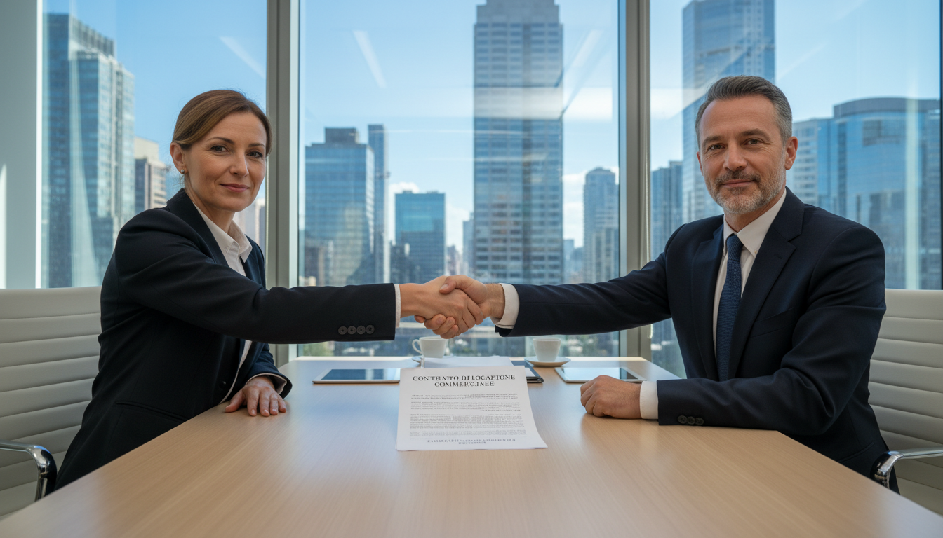 Business contract signing scene