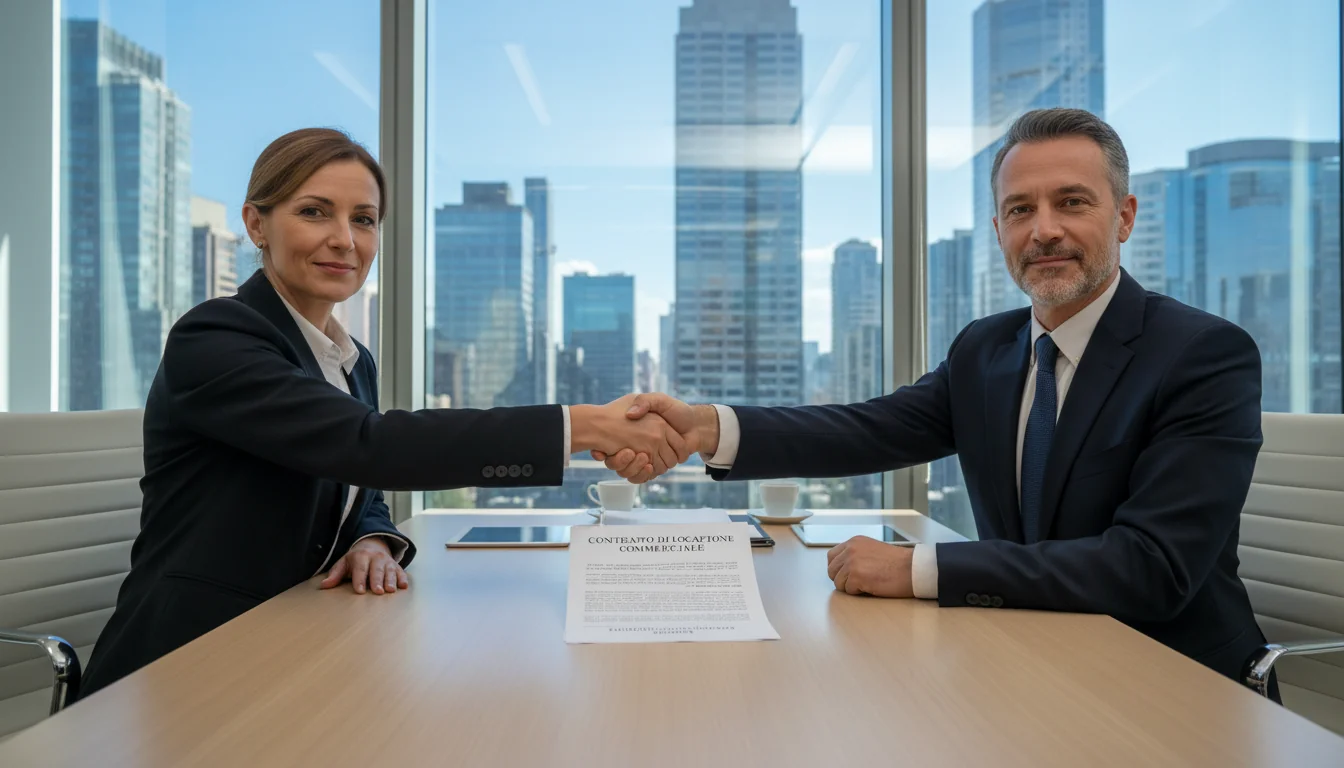 Business contract signing scene