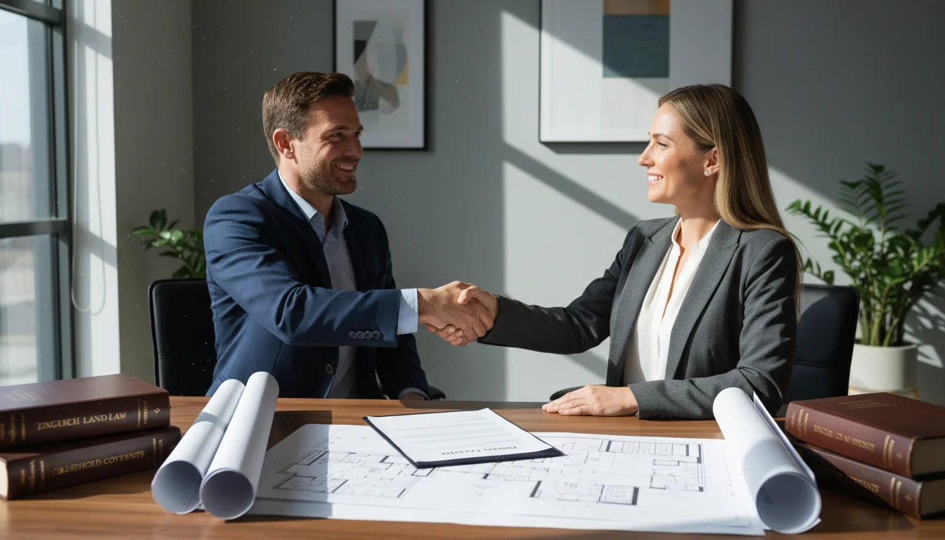 Business professionals signing lease contract