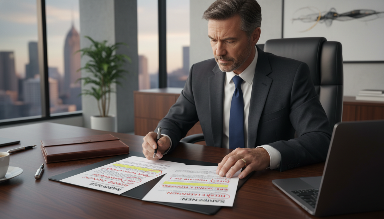 Businessman signing lease contract pitfalls