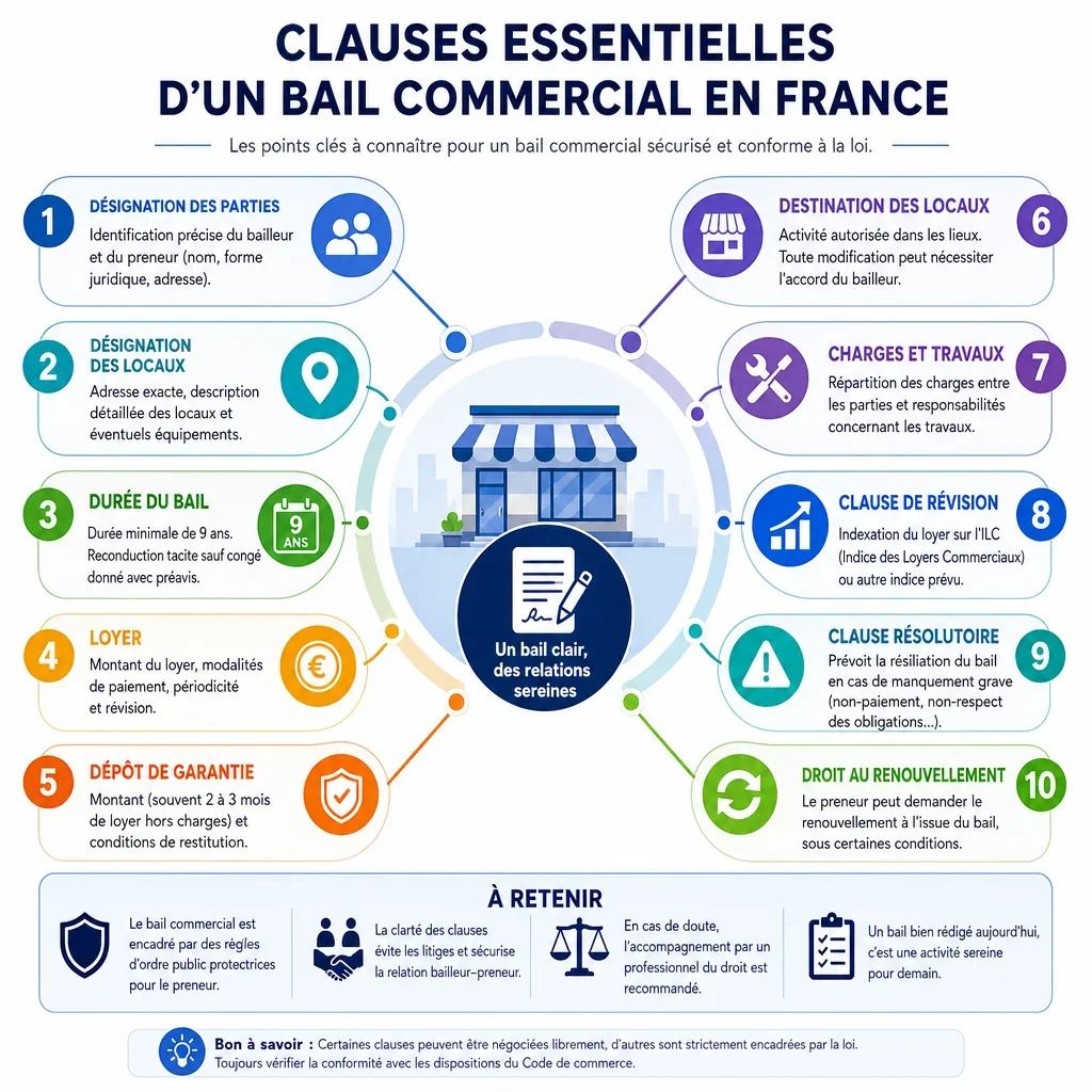 Clauses essentielles d’un bail commercial