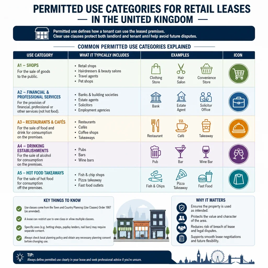 Permitted use categories for retail leases