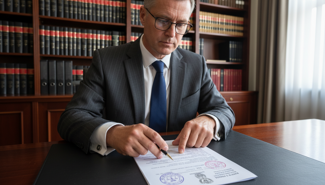 Adult lawyer reviewing retail lease contract