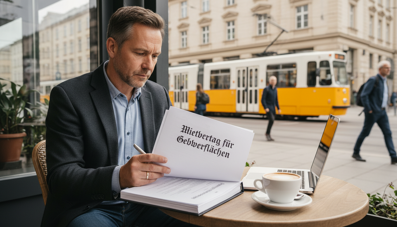 Business owner reviewing lease agreement.