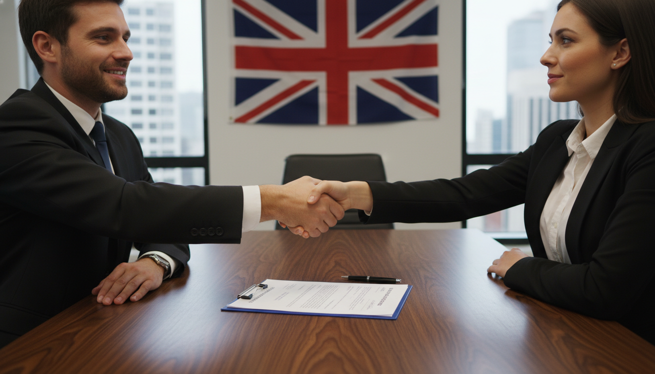 Business handshake sealing lease deal