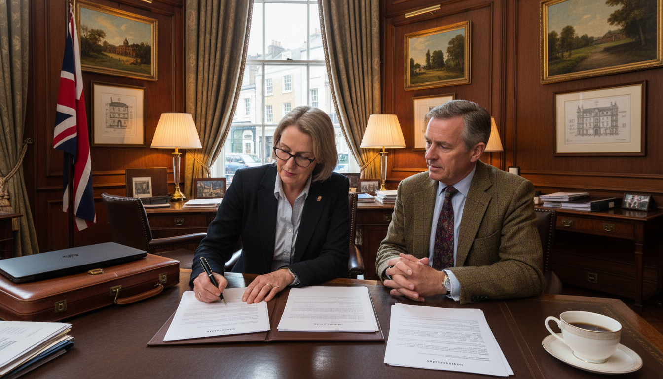 Signing retail property lease agreement