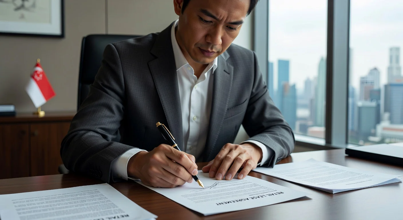 Adult signing retail lease contract