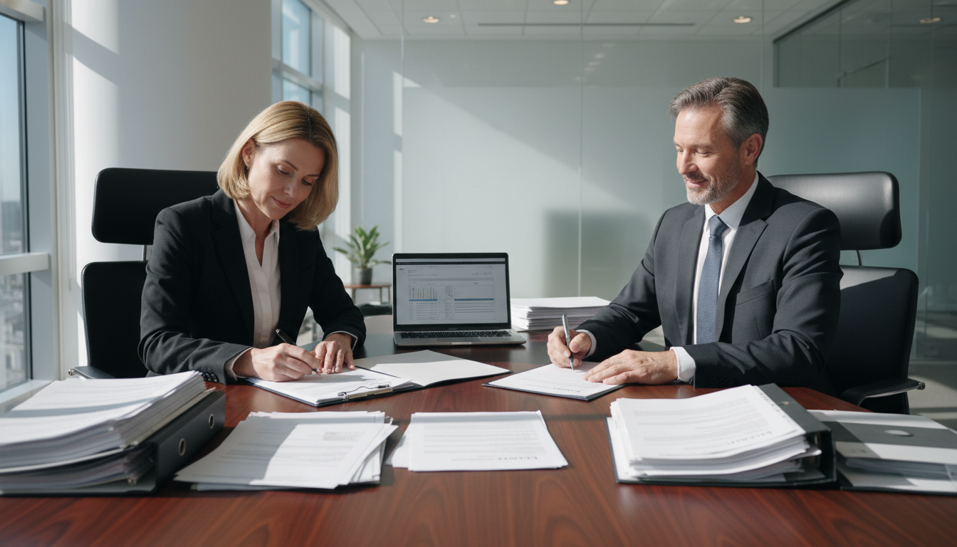 Business owners signing lease agreement