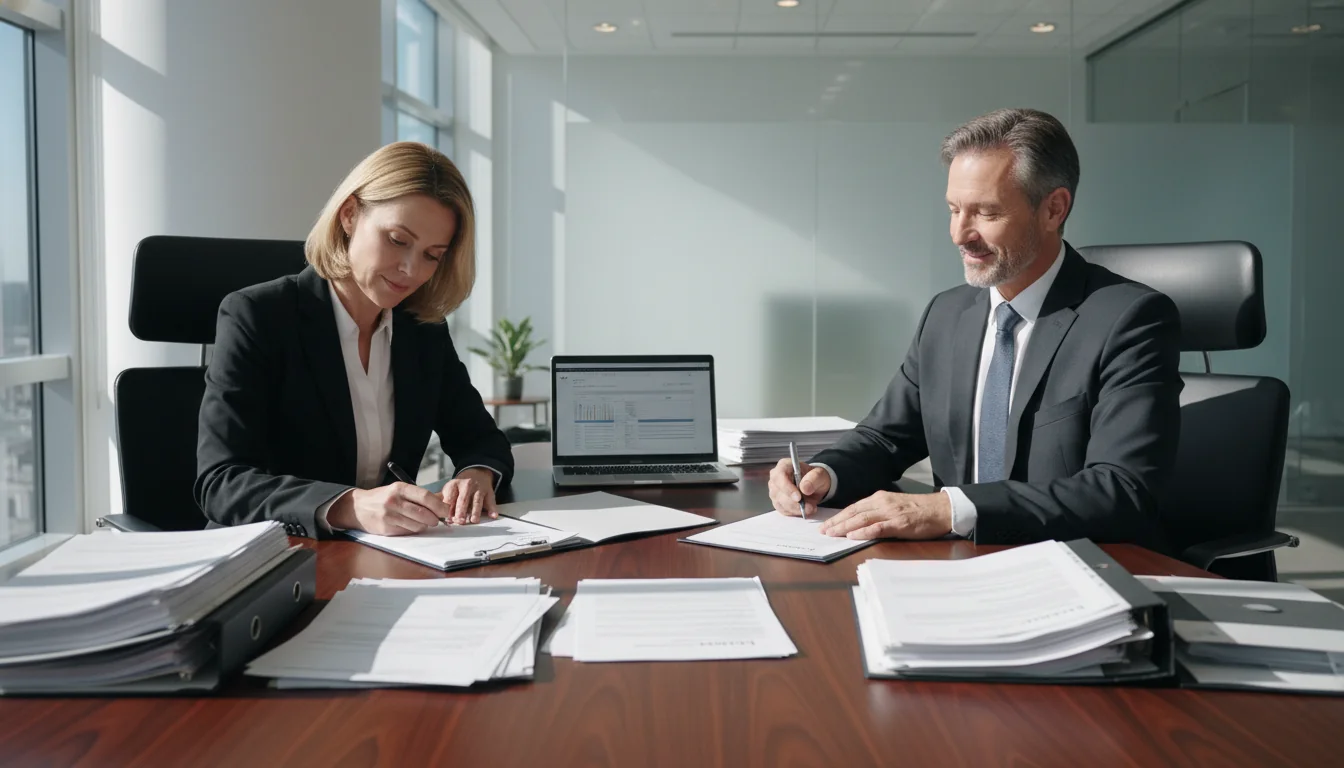 Business owners signing lease agreement