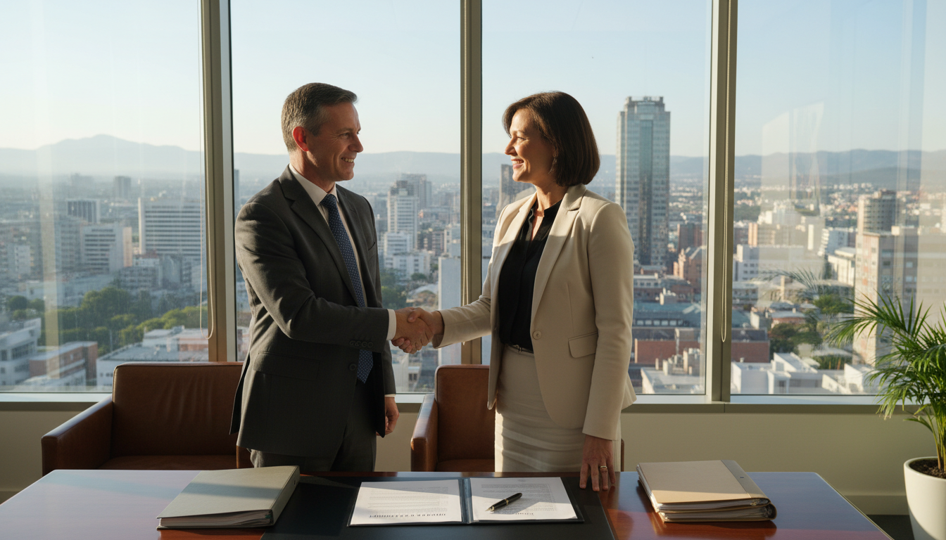 Professional signing retail lease contract