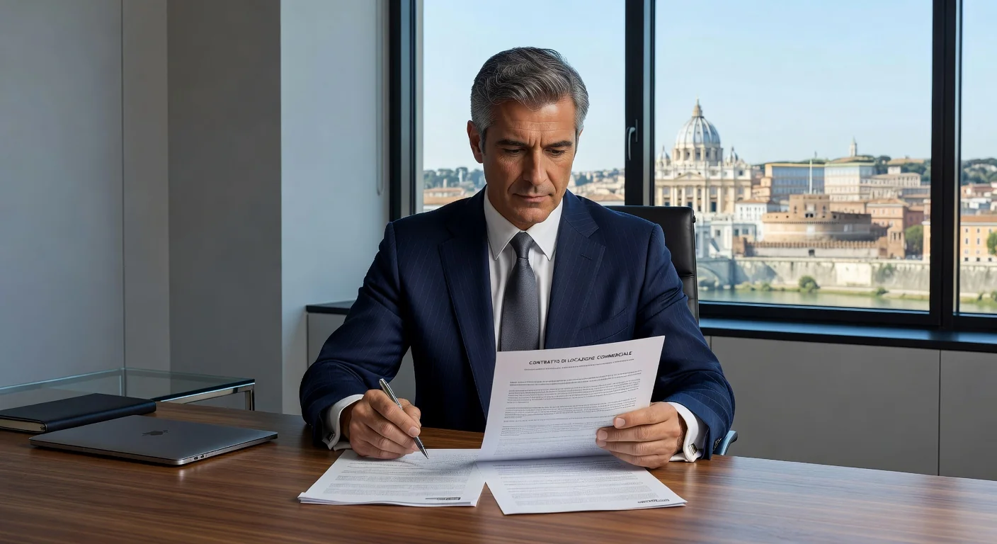 Business owner reviewing lease in Italy