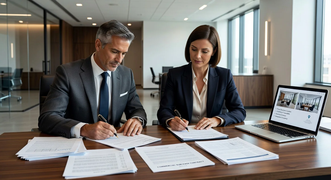 Business contract signing scene