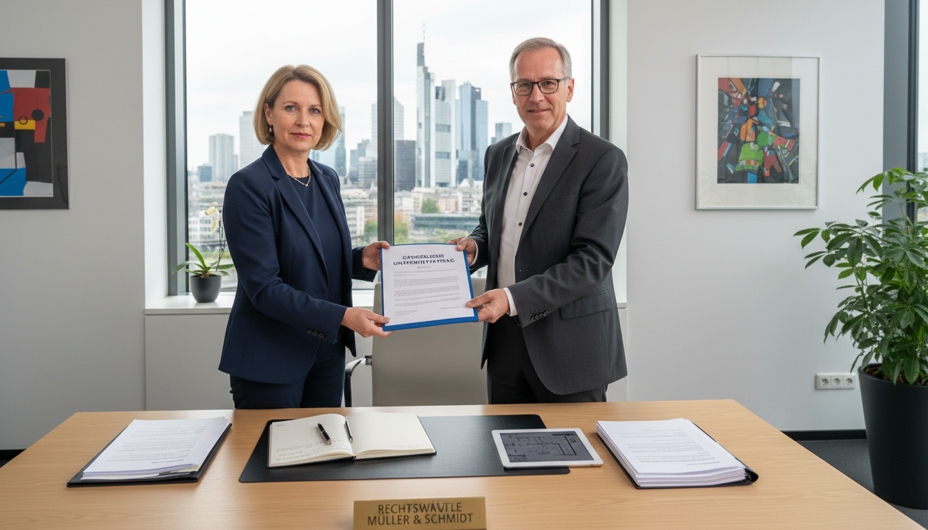 Business lease agreement signing