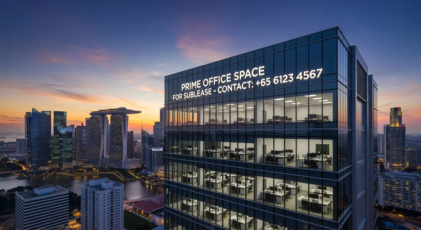 Singapore skyline with commercial building focus