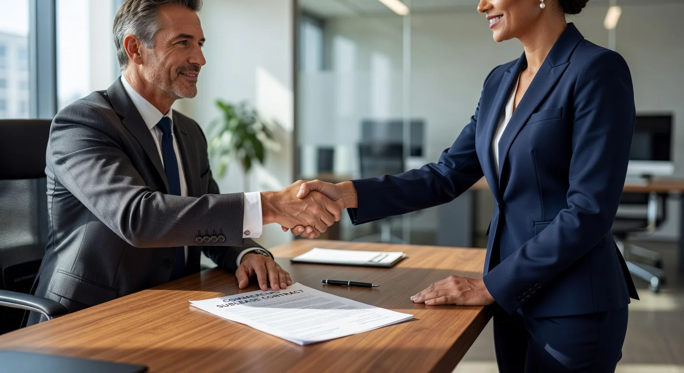 Business contract signing scene