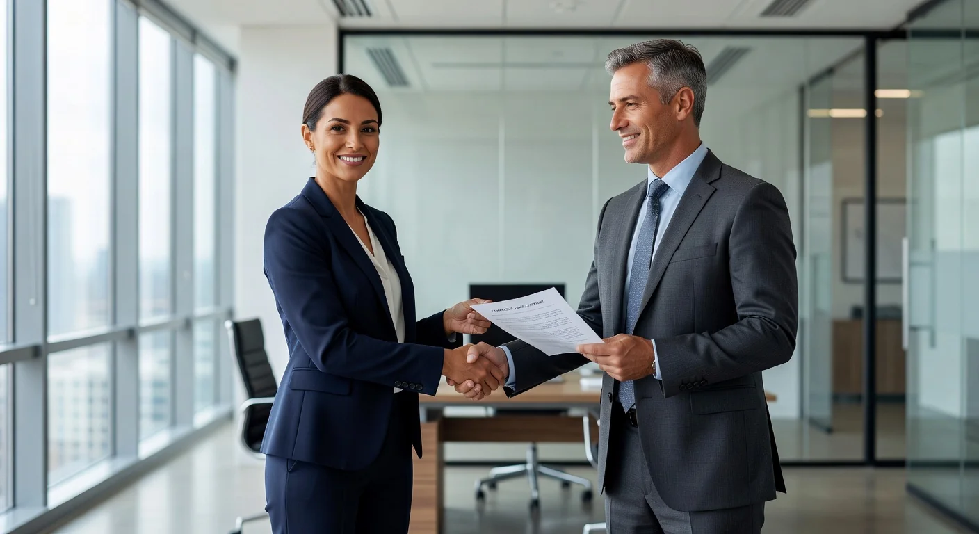 Business lease contract signing