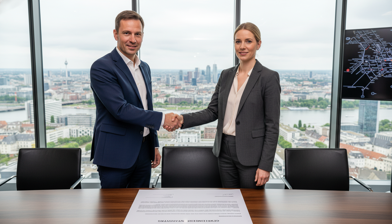 Signing sublease agreement in office