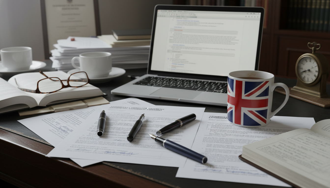 Legal documents on office desk