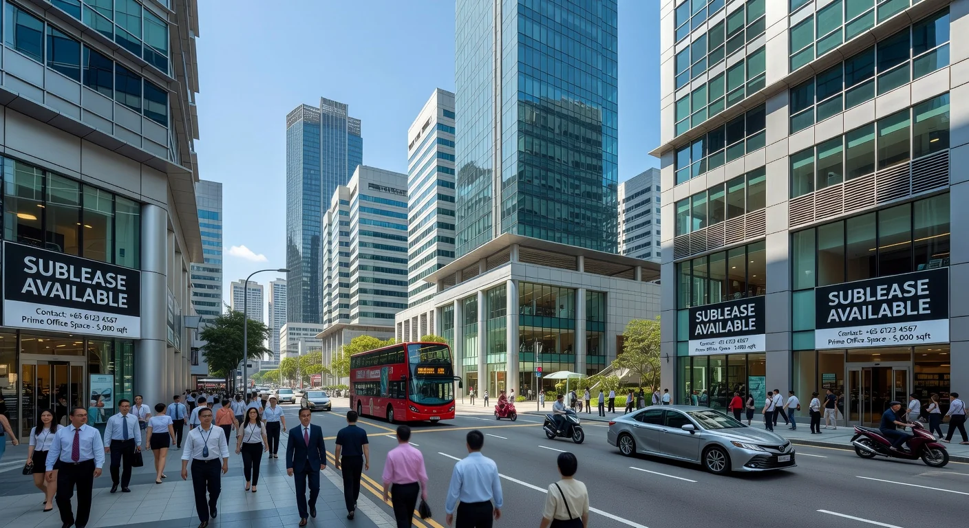 Singapore cityscape with commercial building signage