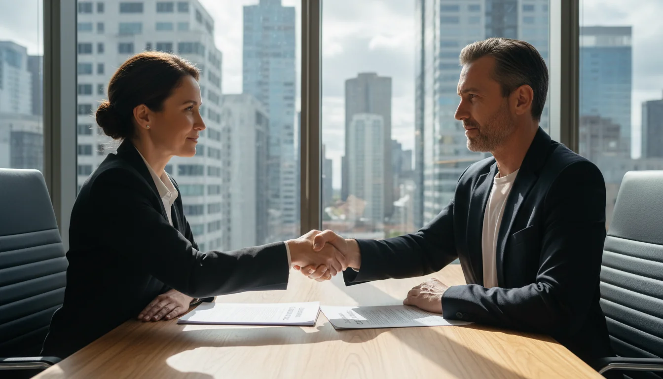 Business professionals signing lease contract