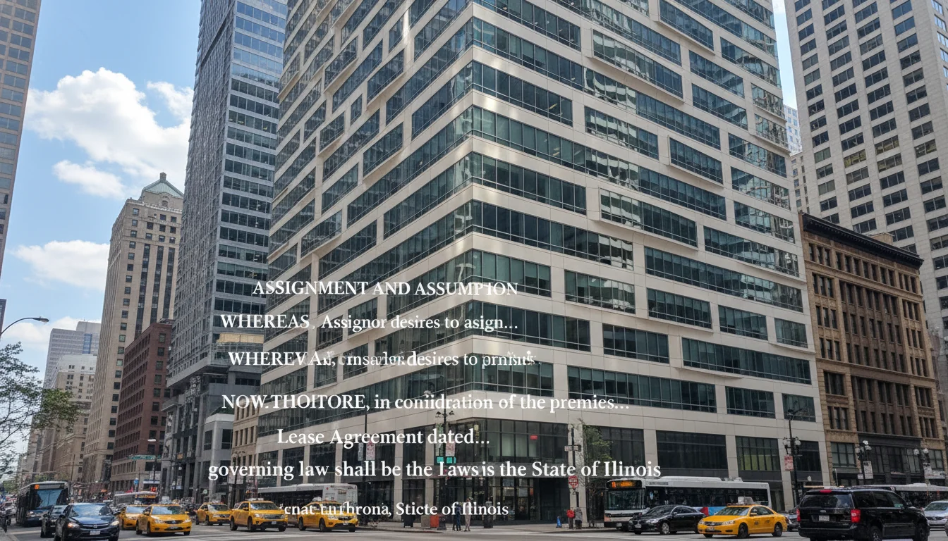 Office building with lease agreement overlay