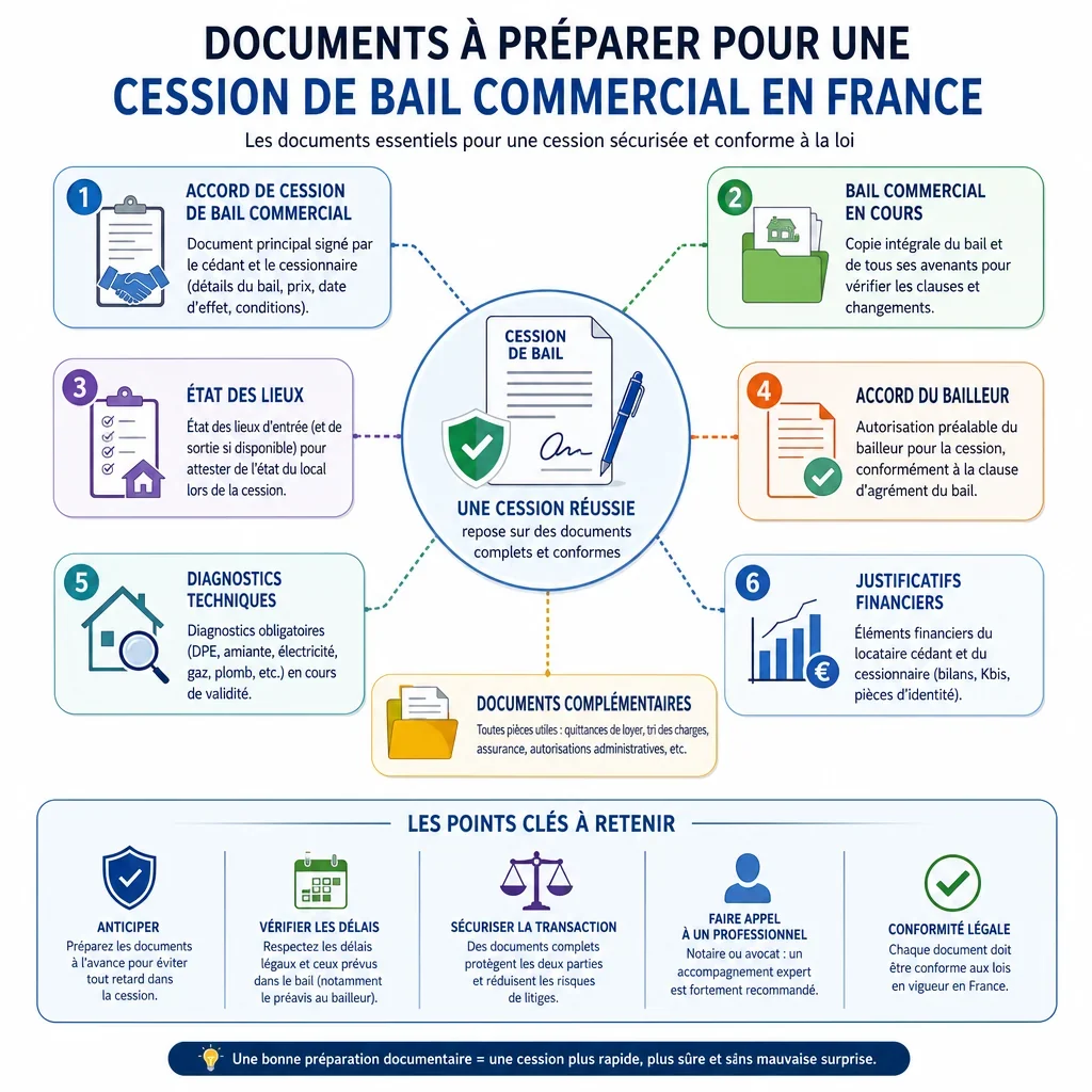 Documents à préparer pour une cession de bail commercial