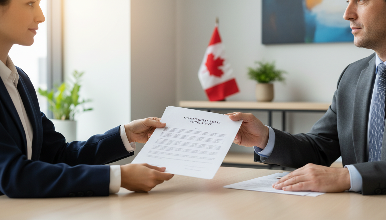 Business professionals signing lease contract