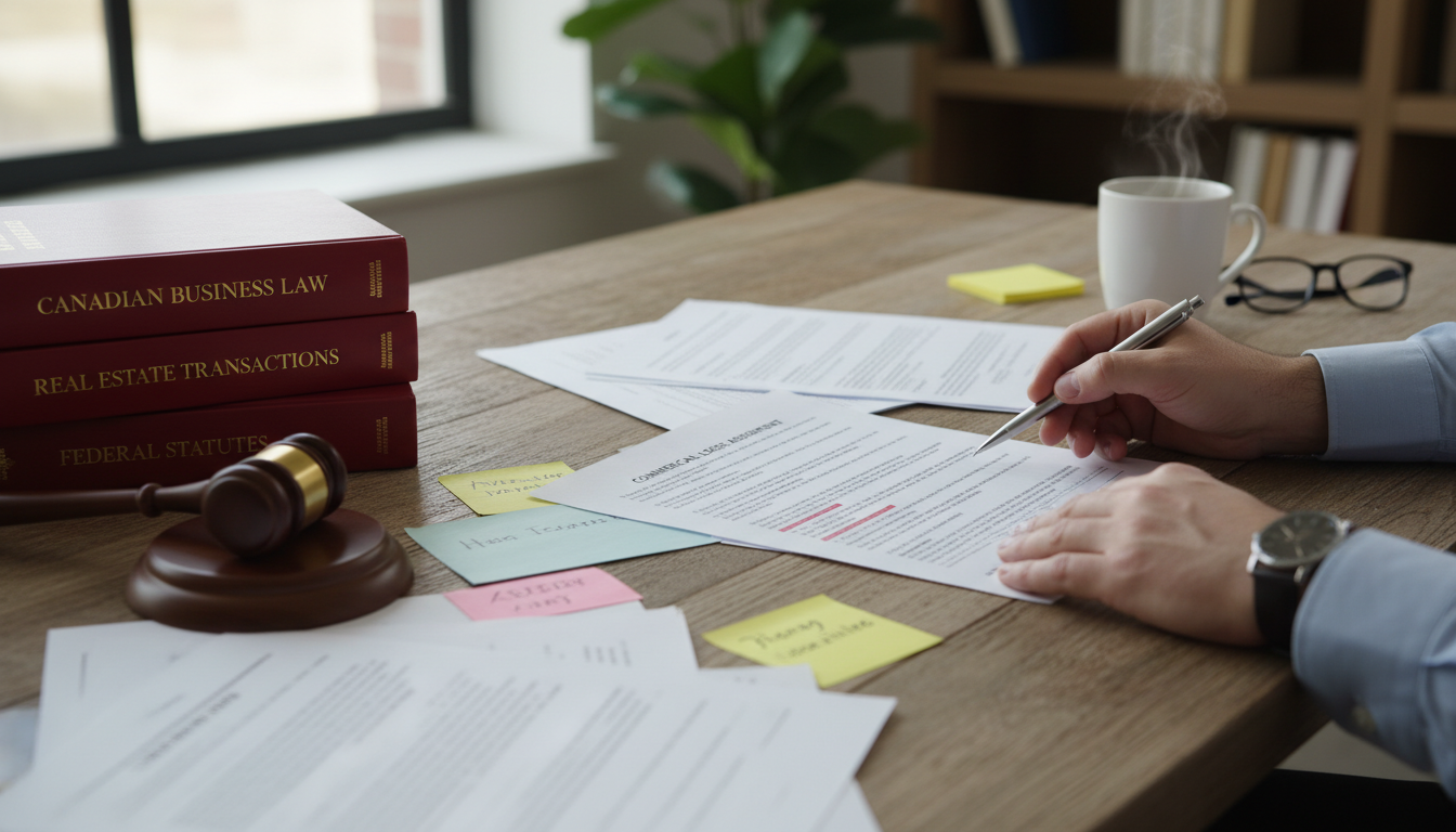 Canadian legal documents on office desk