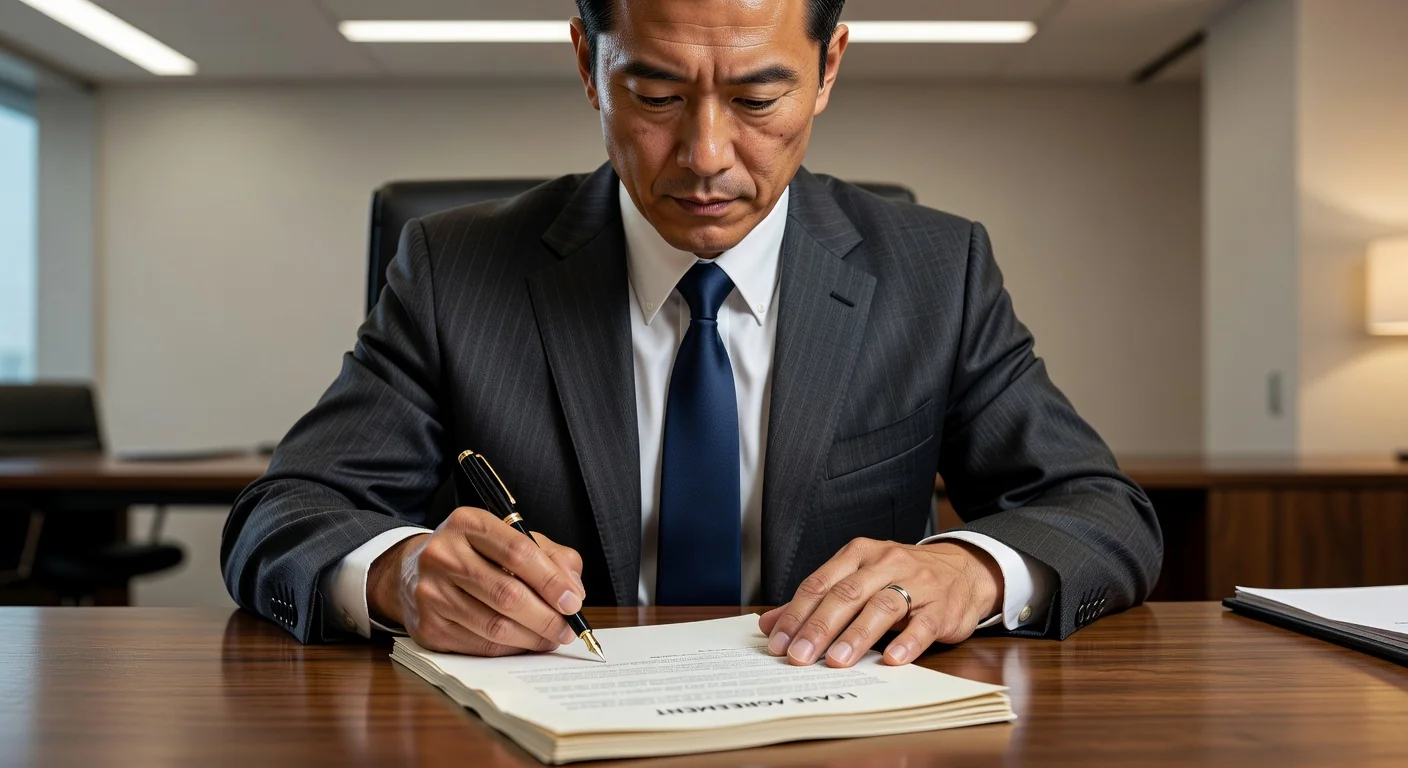 Professional signing lease agreement document