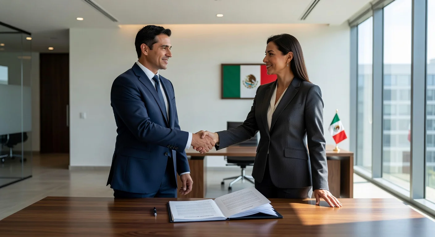 Mexican business lease signing handshake
