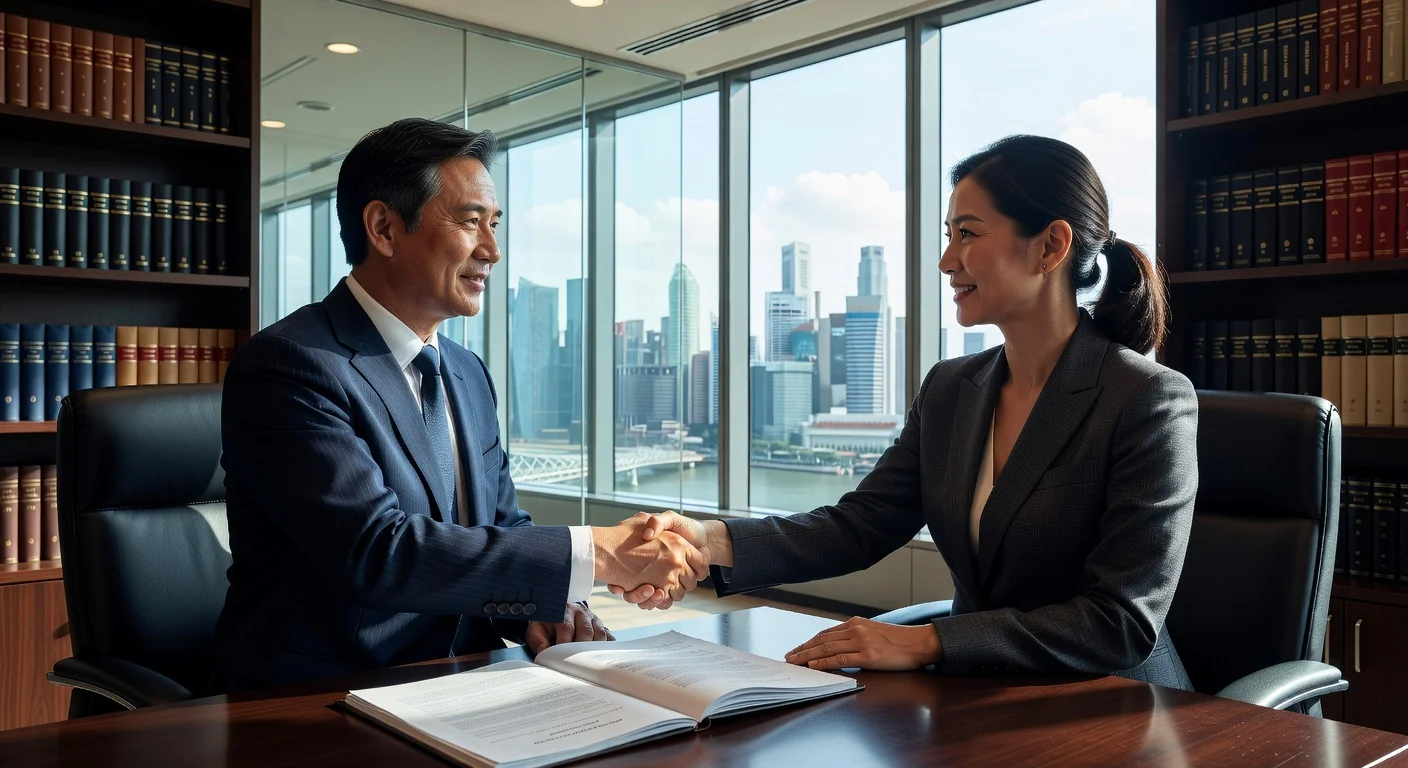 Lawyers signing lease assignment contract