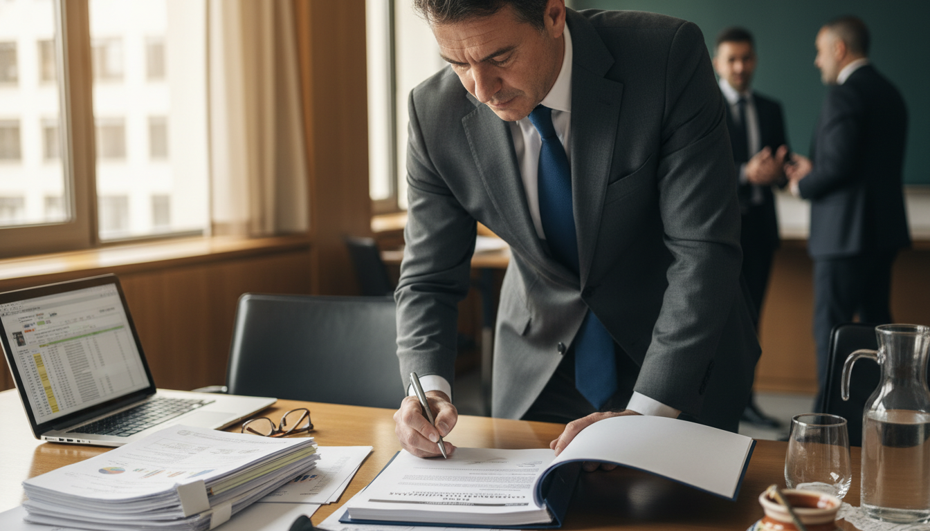 Business professional signing lease agreement